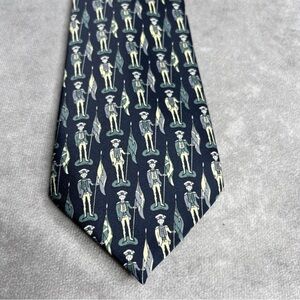 Revolutionary War Soldier Mens Necktie Colonial Soldier Flag Navy Blue Patriotic